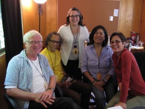 img_0194 TURKEY CREEK senior editor Bill Anderson (L) and filmmaker Leah Mahan (R) with Sundance Documentary Editing and Story Lab Advisors Lewis Erskine, Carol Dysinger and Jean Tsien.